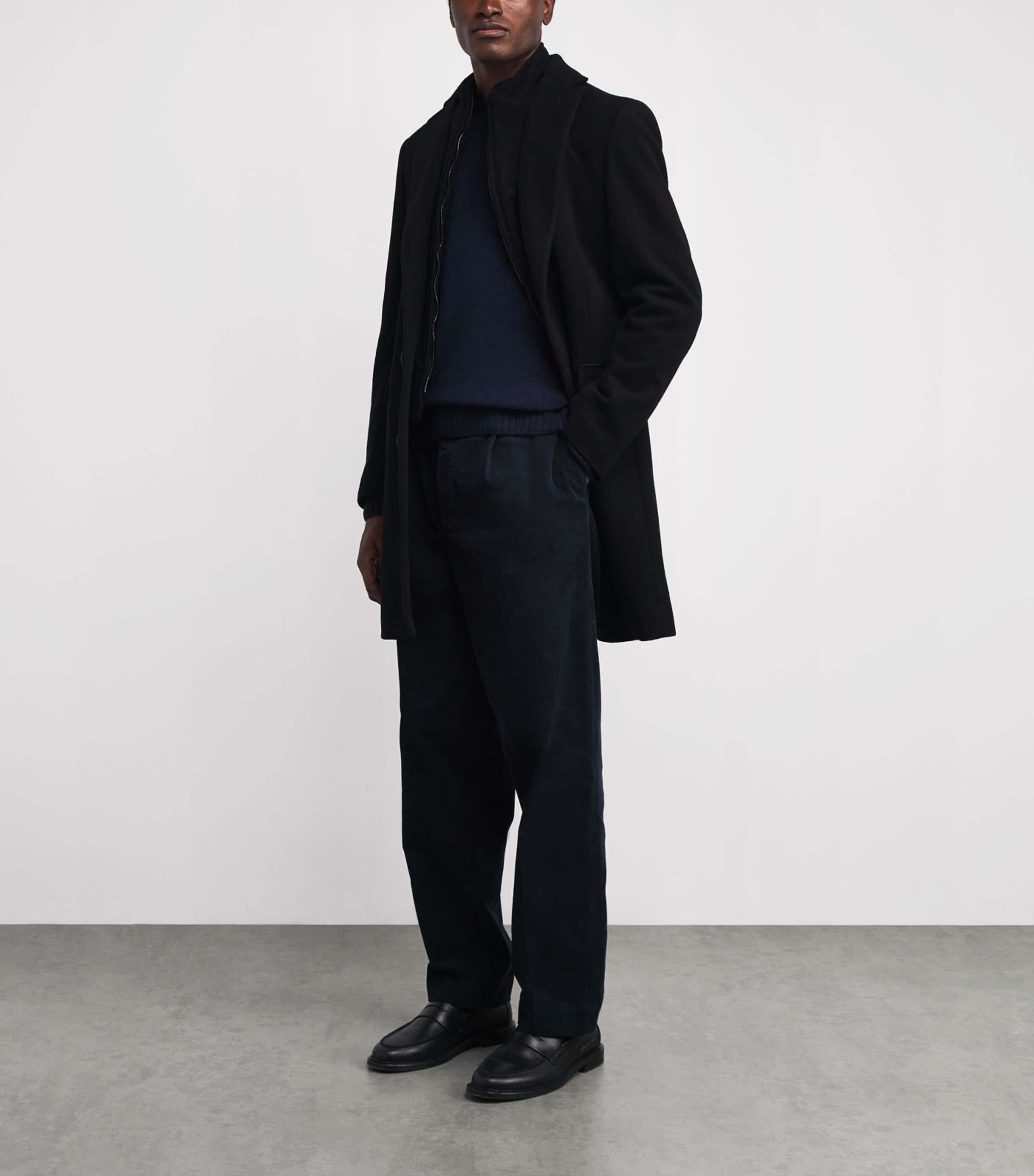 Pal Zileri Black Wool Overcoat