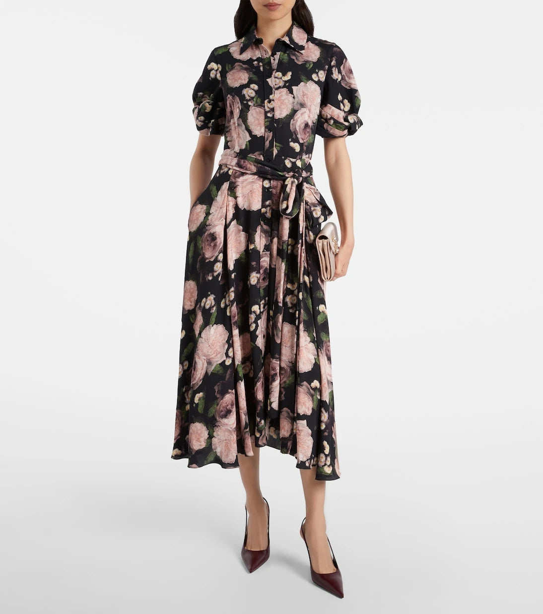 Erdem - Floral belted shirt dress
