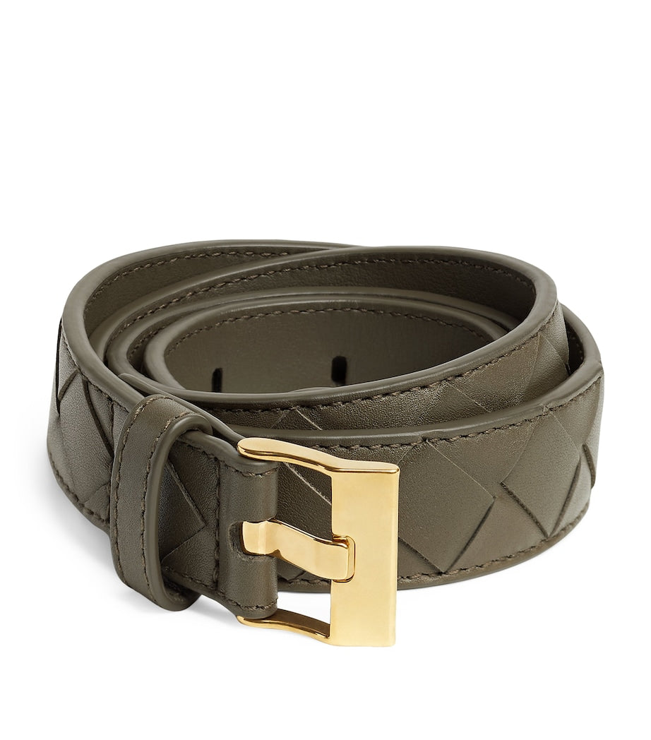 Green Leather Intreccio Watch Belt
