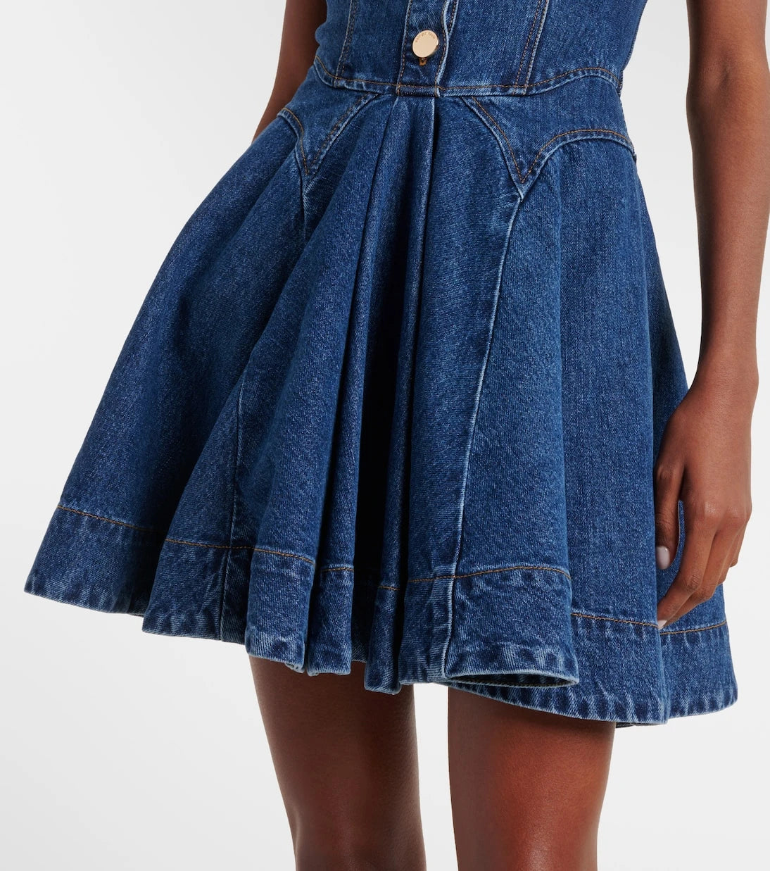 Self-Portrait - Flared denim midi dress