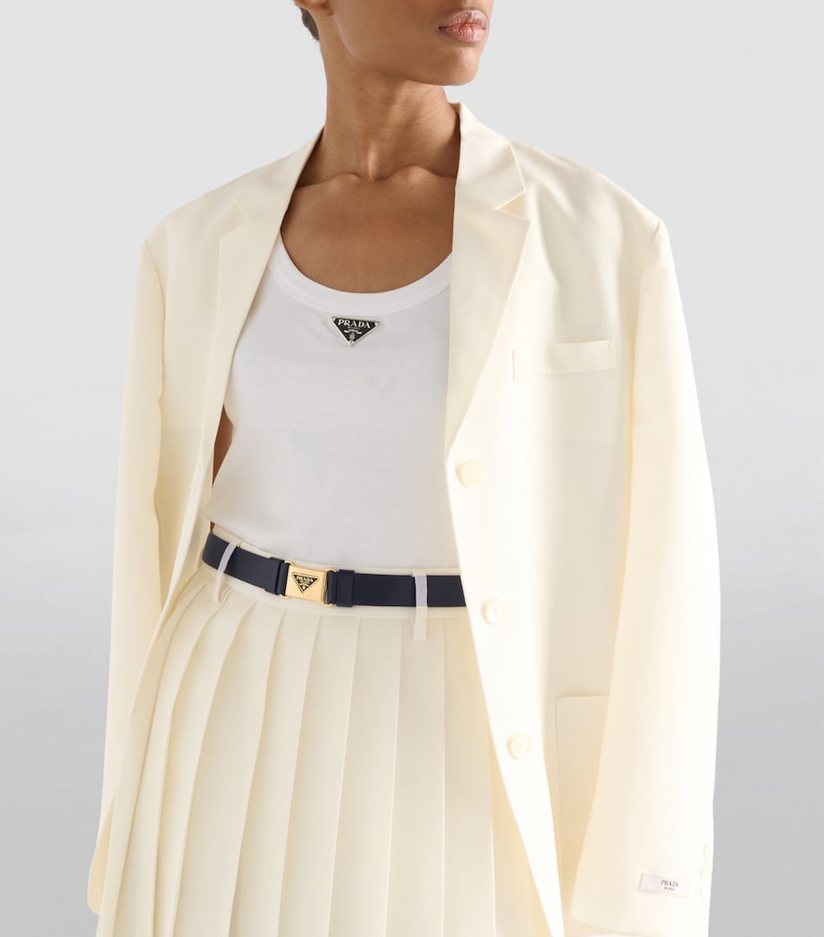 Prada Black Leather Triangle Belt