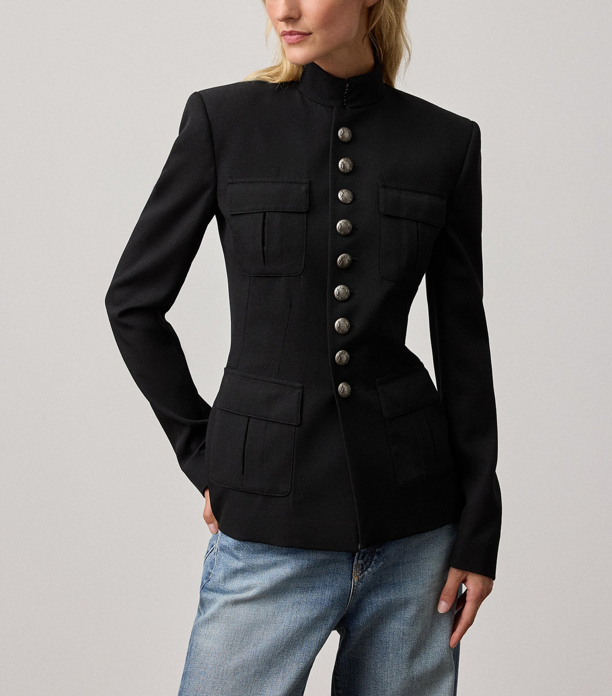 Ralph Lauren Collection Black Wool Grain de Poudre Eliza Jacket