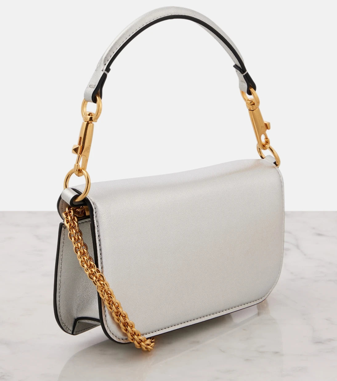 Valentino Garavani - Locò Small metallic leather shoulder bag