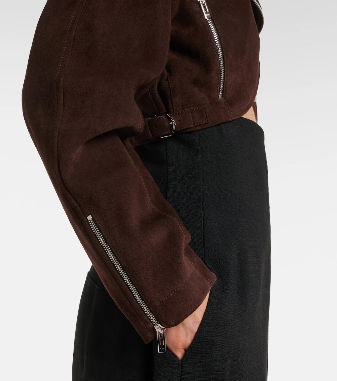 Alaïa - Cropped suede biker jacket
