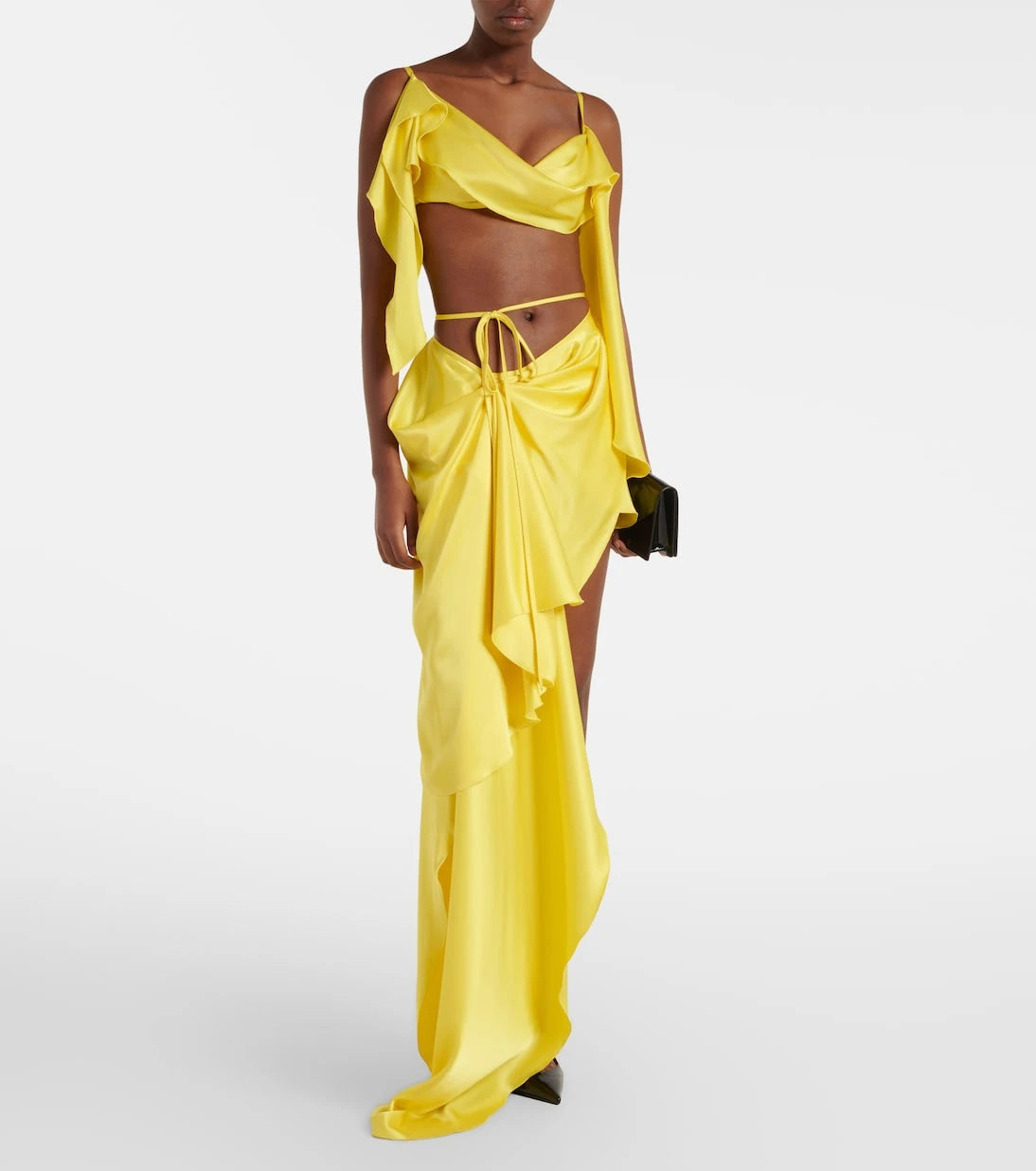 David Koma - Draped satin top and skirt set