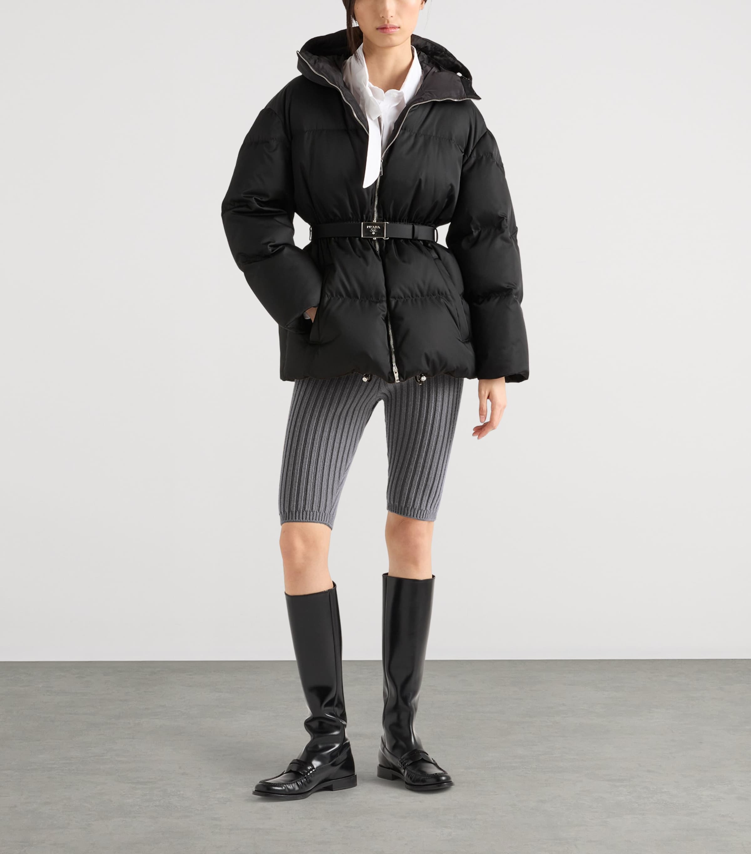 Prada Black Down Re-Nylon Hooded Jacket