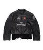 Balenciaga Black Leather Distressed Racer Jacket