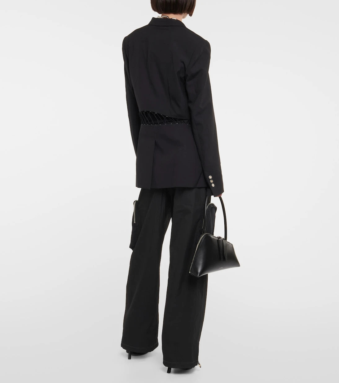 Dion Lee - Dantel şeritli, dekolteli yün blazer