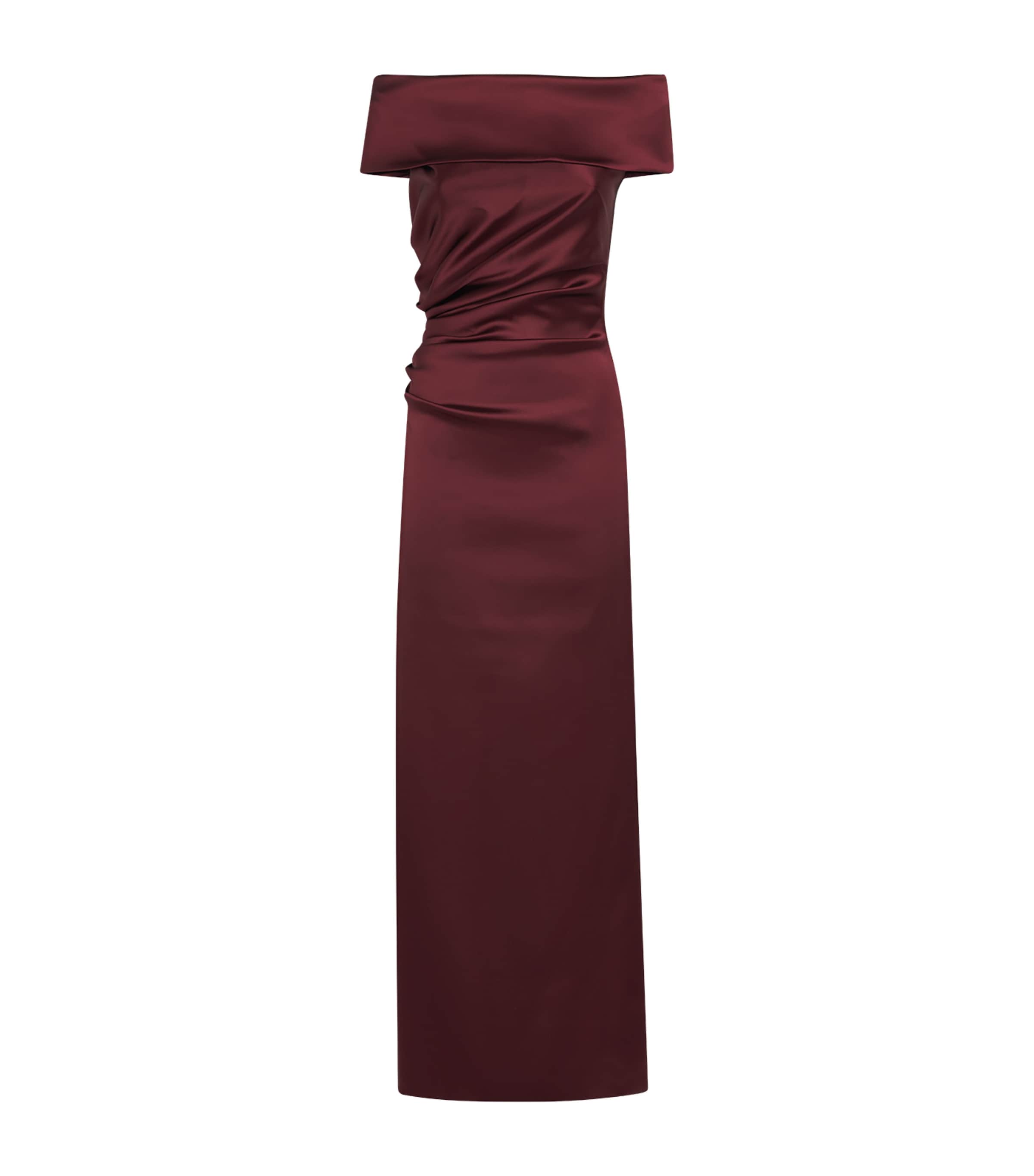 Max Mara Red Stretch-Satin Maxi Dress