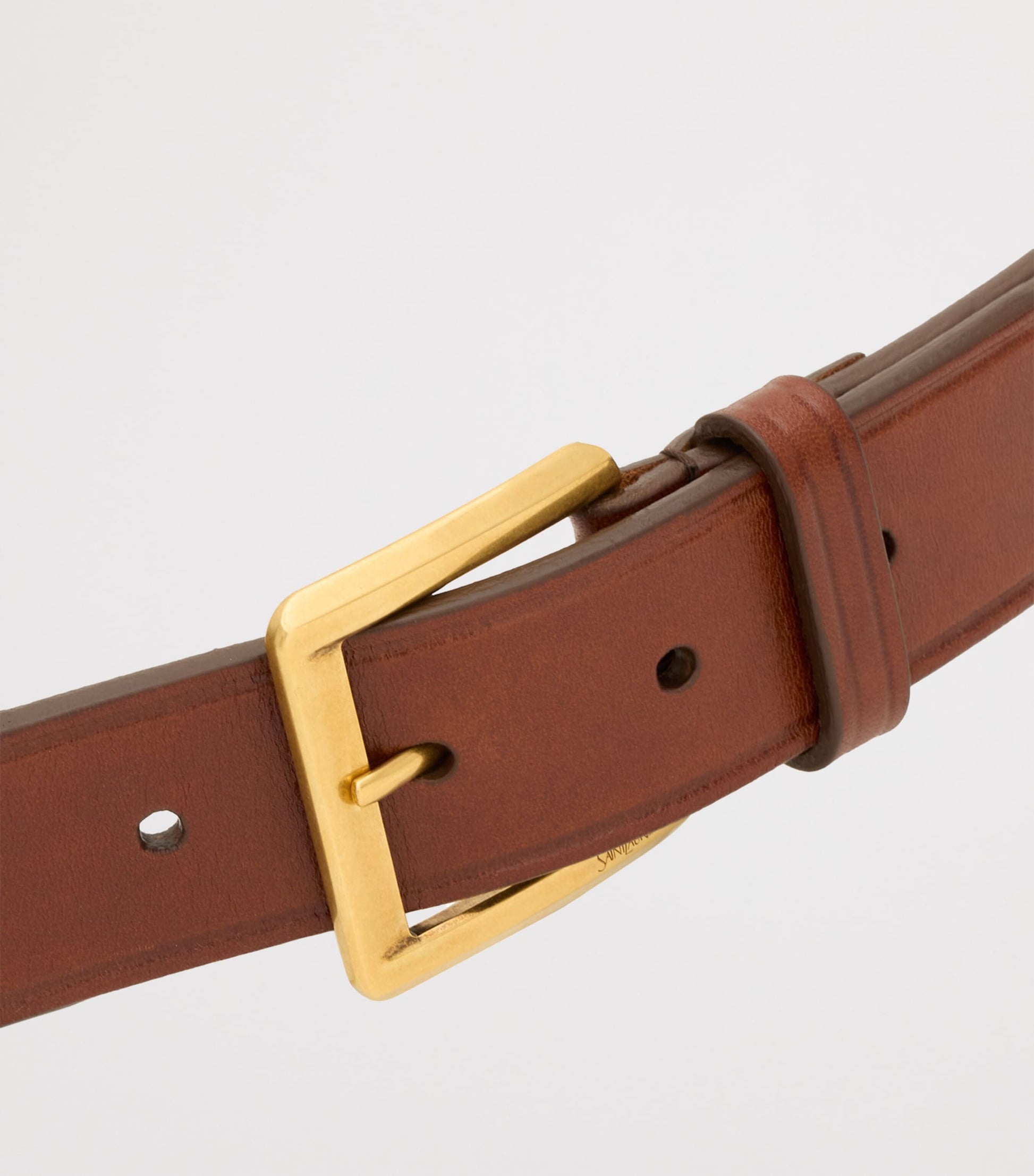 Saint Laurent Beige Leather Logo-Buckle Belt