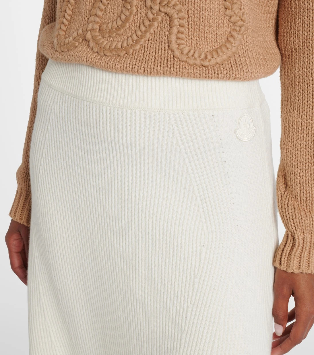 Moncler - Ribbed-knit wool and cashmere midi skirt