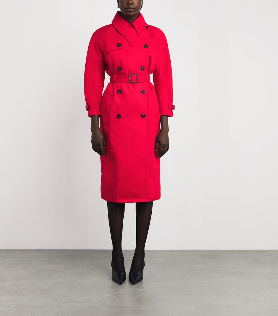 Red Cotton-Blend Trench Coat