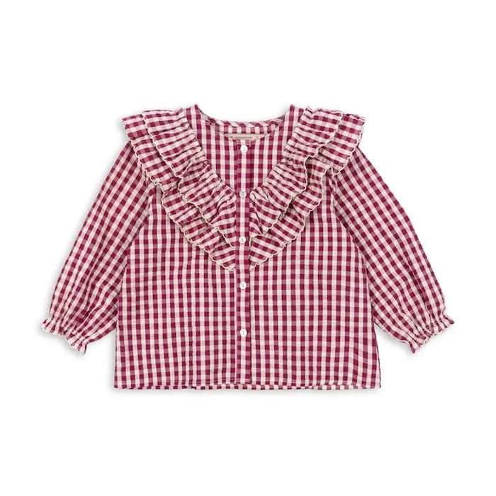 Konges Sløjd KIM FRILL BLOUSE GOTS Çocuk Pamuk Bluz