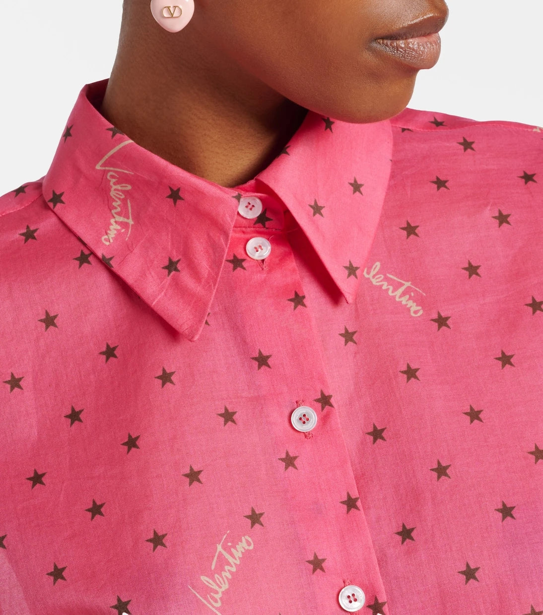 Valentino - Cropped printed cotton shirt