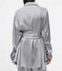 LOEWE Grey EXCLUSIVE Silk Satin Belted Silver Capsule Pyjama Blouse
