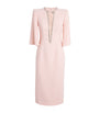 Jenny Packham Pink Crepe Embellished Midi Dress