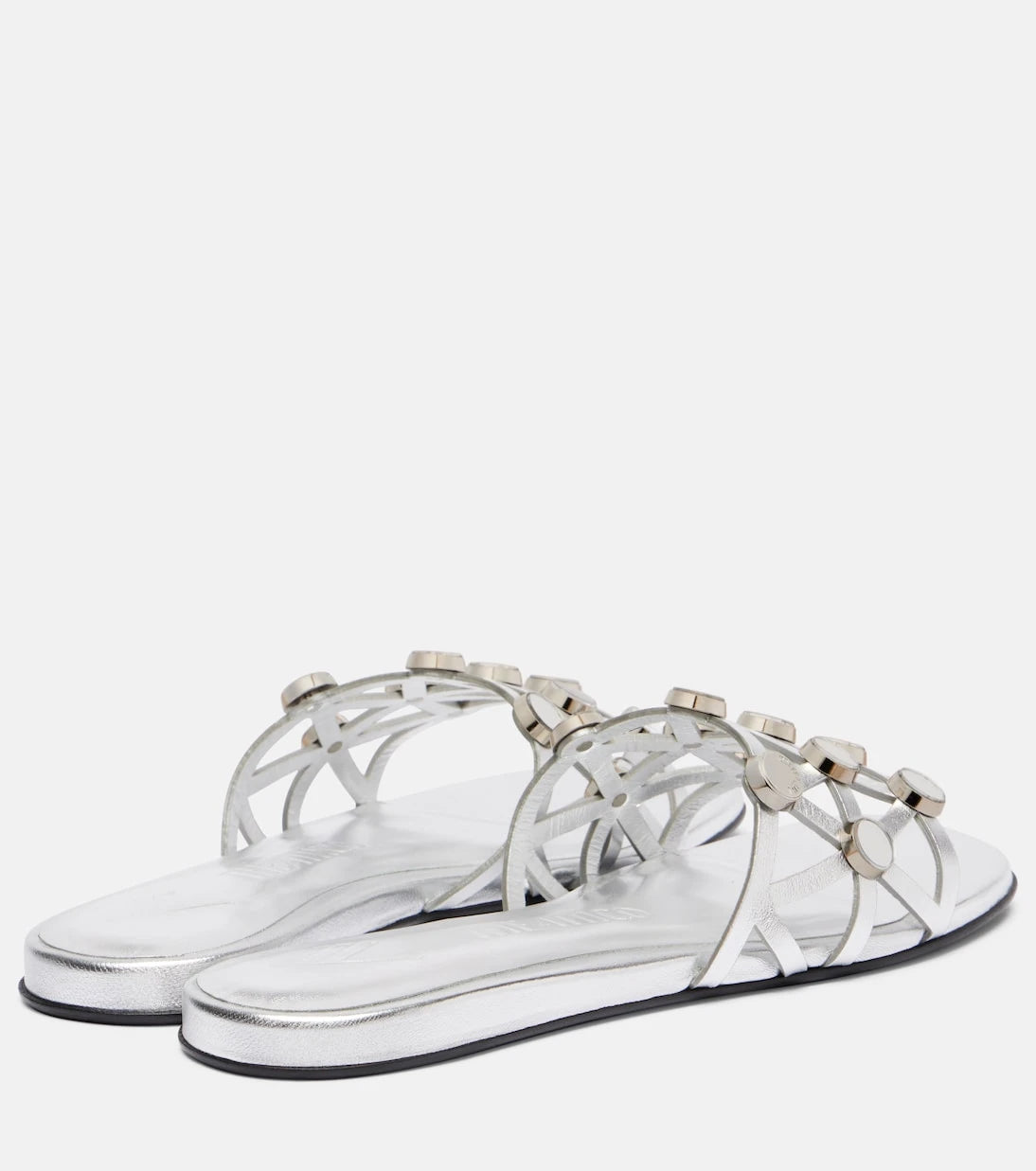 The Attico - Grid embellished leather flat sandals