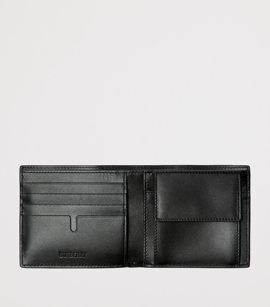 Burberry Leather Embossed Check Bifold Coin Wallet