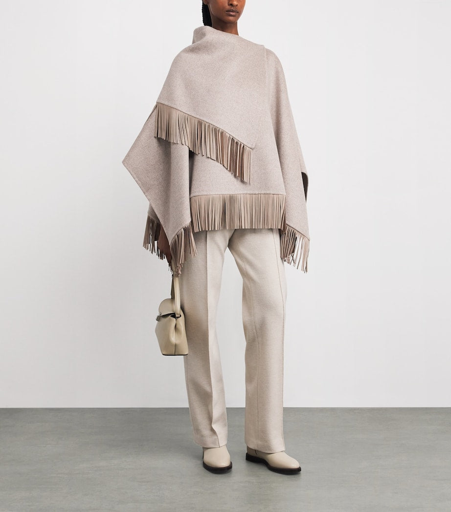 Agnona Grey Wool-Alpaca-Cashmere Poncho