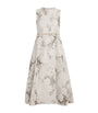 Max Mara White Metallic Jacquard Midi Dress