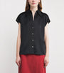 Vince Black Ruched-Back Button-Up Blouse