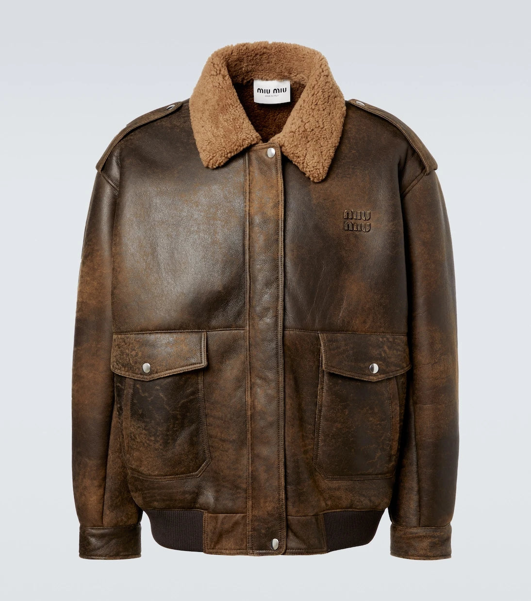 Miu Miu - Shearling-lined leather blouson jacket