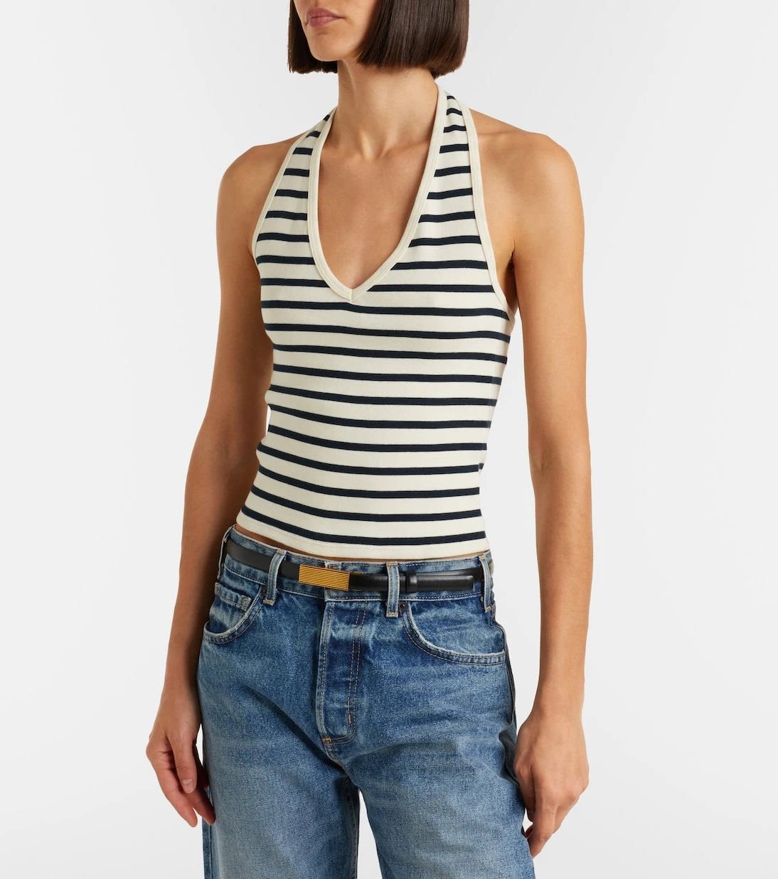 Nili Lotan - Britt striped halterneck cotton top