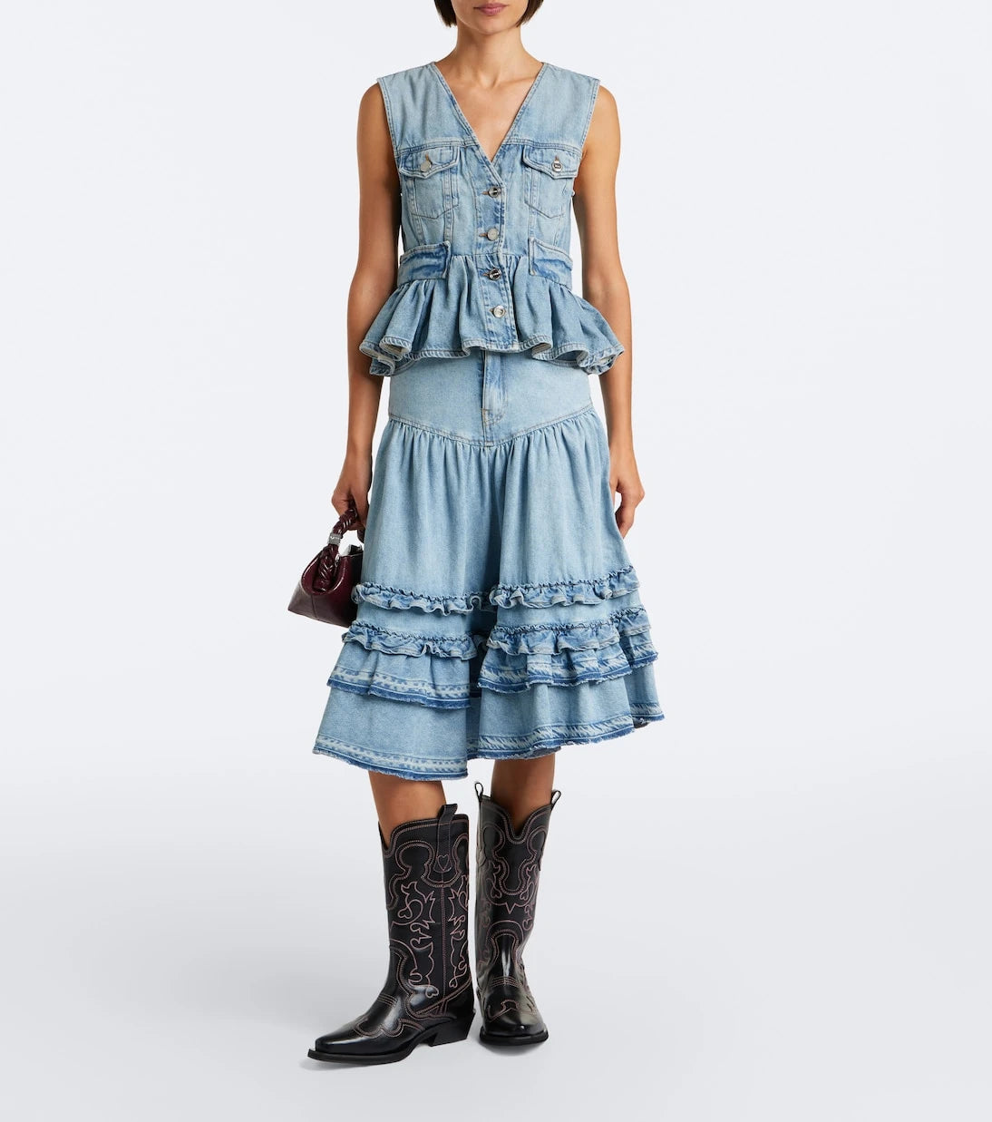 Ganni - Peplum denim top