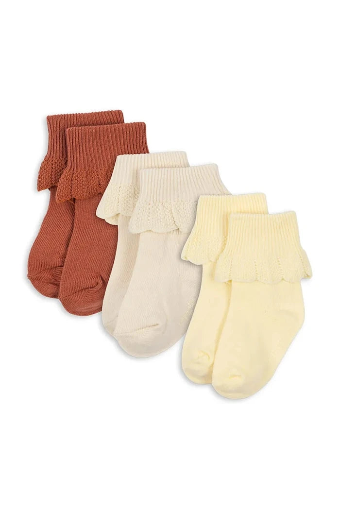 Konges Sløjd çocuk çorapları 3 PACK FRILL SOCKS 3'lü