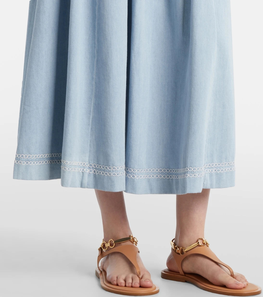 Zimmermann - Ascension shirred denim midi skirt