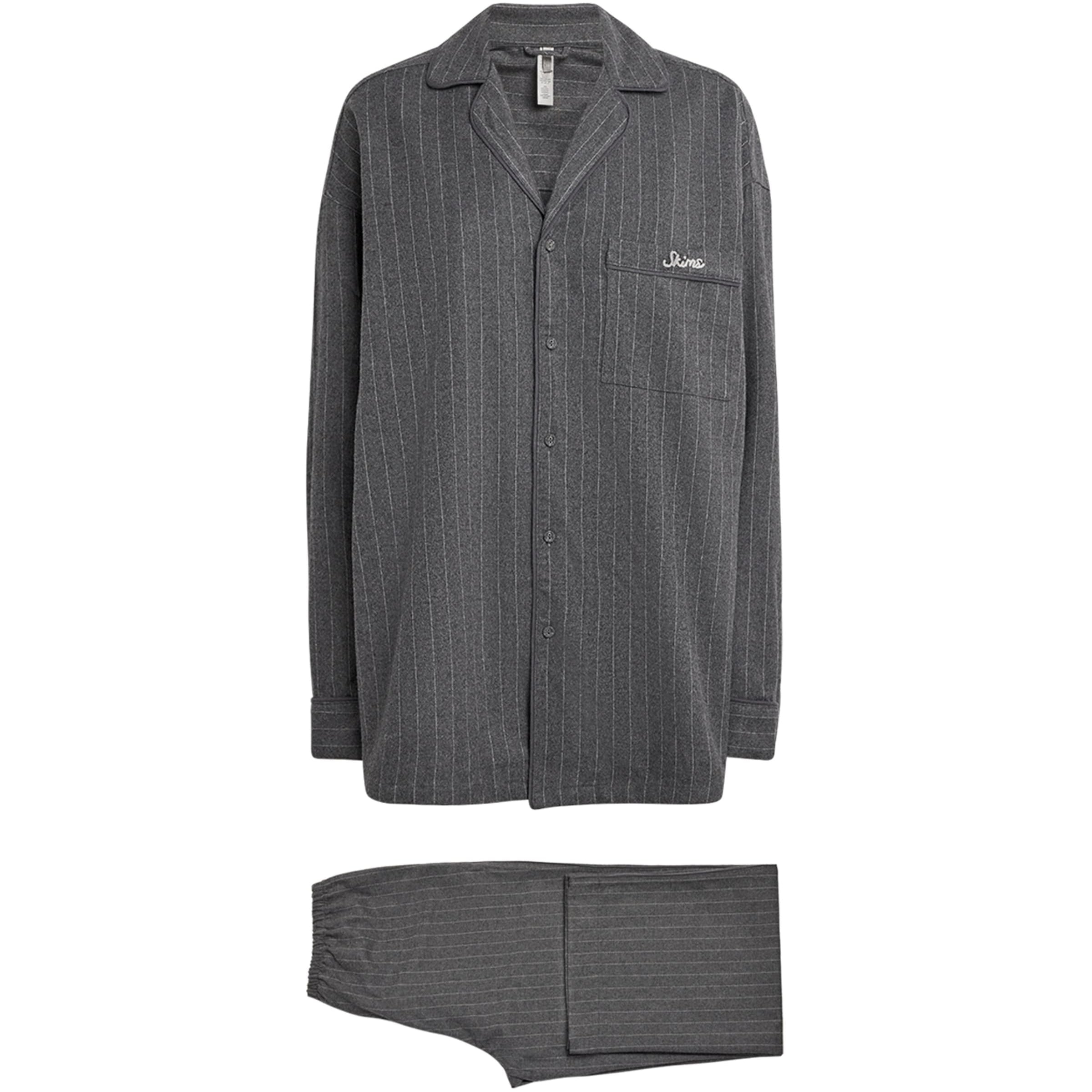 Skims Grey Flannel Pinstripe Long-Sleeve Pyjama Set