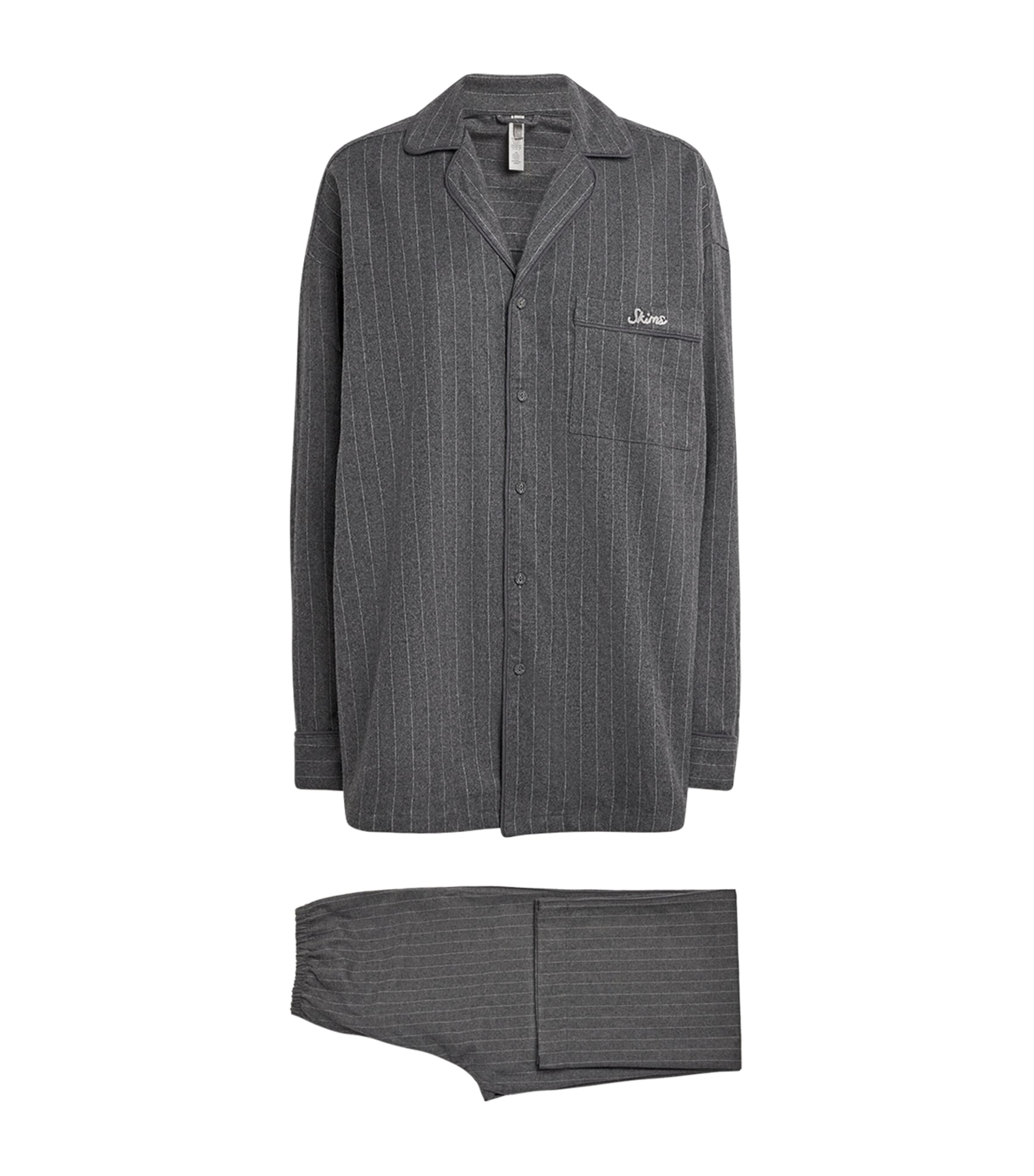 Skims Grey Flannel Pinstripe Long-Sleeve Pyjama Set