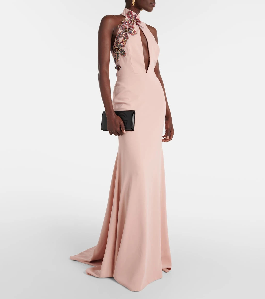 Costarellos - Beaded floral-appliqué gown