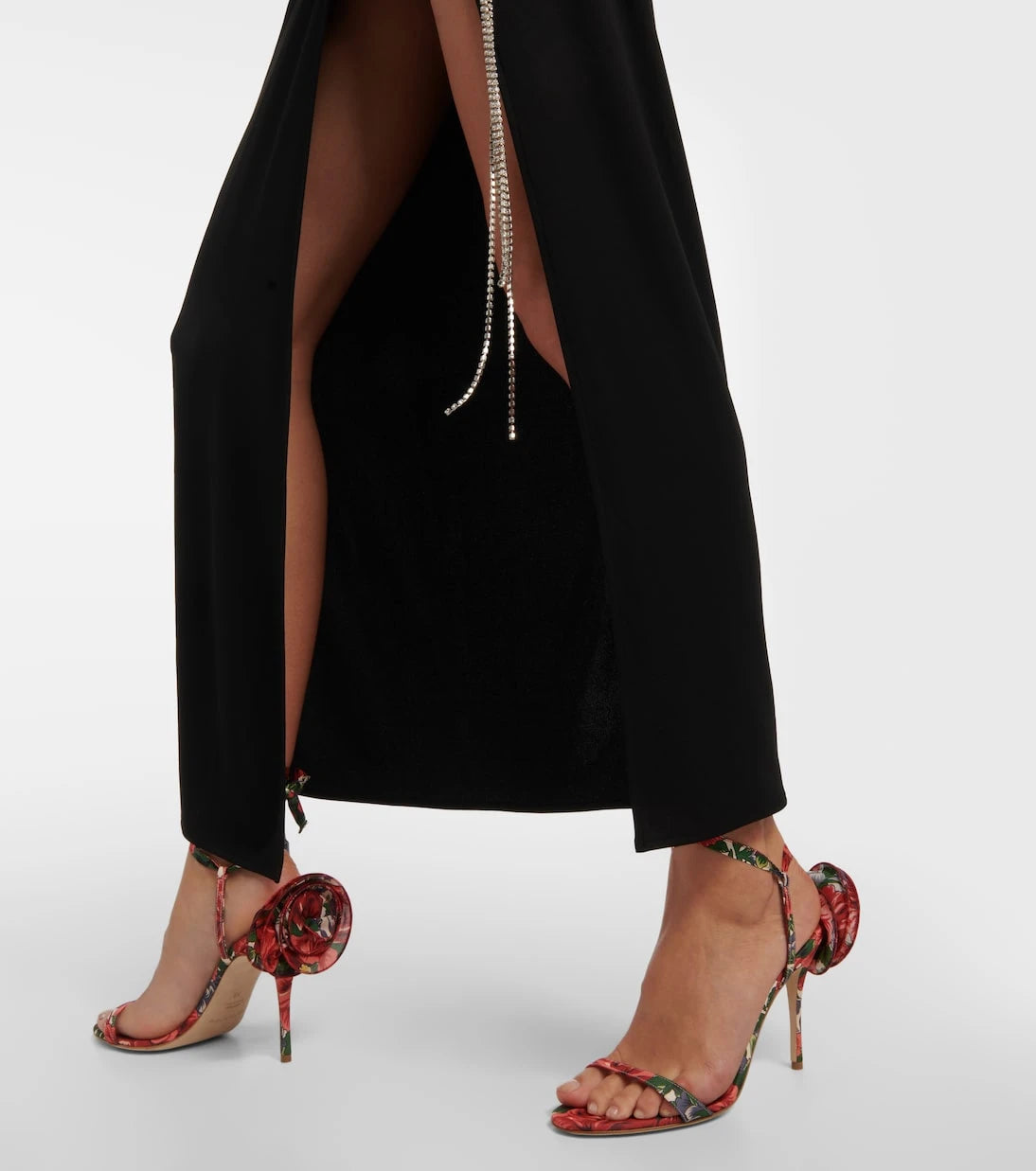 Magda Butrym - Floral-appliqué satin slingback sandals