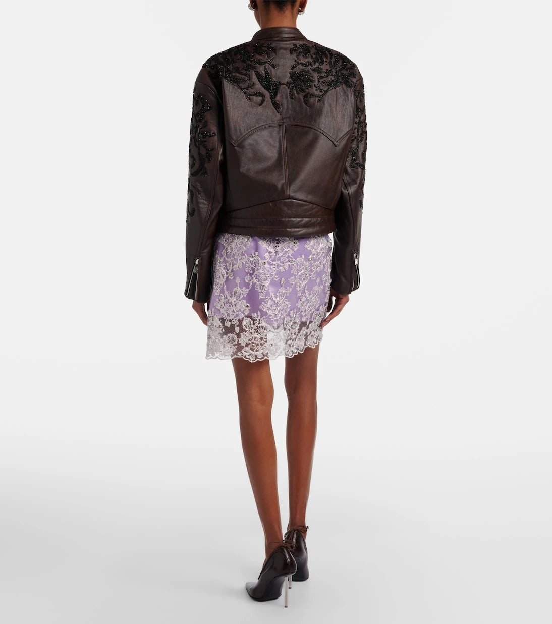 Jacques Wei - Embellished lace miniskirt