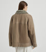 Brunello Cucinelli Beige Shearling-Lined Leather Jacket