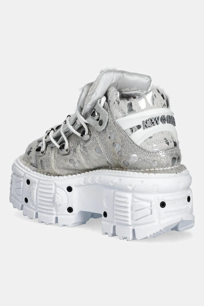 Кожени маратонки New Rock PELO CALVAS BLANCO PLATA, TANK BLANCO TORN