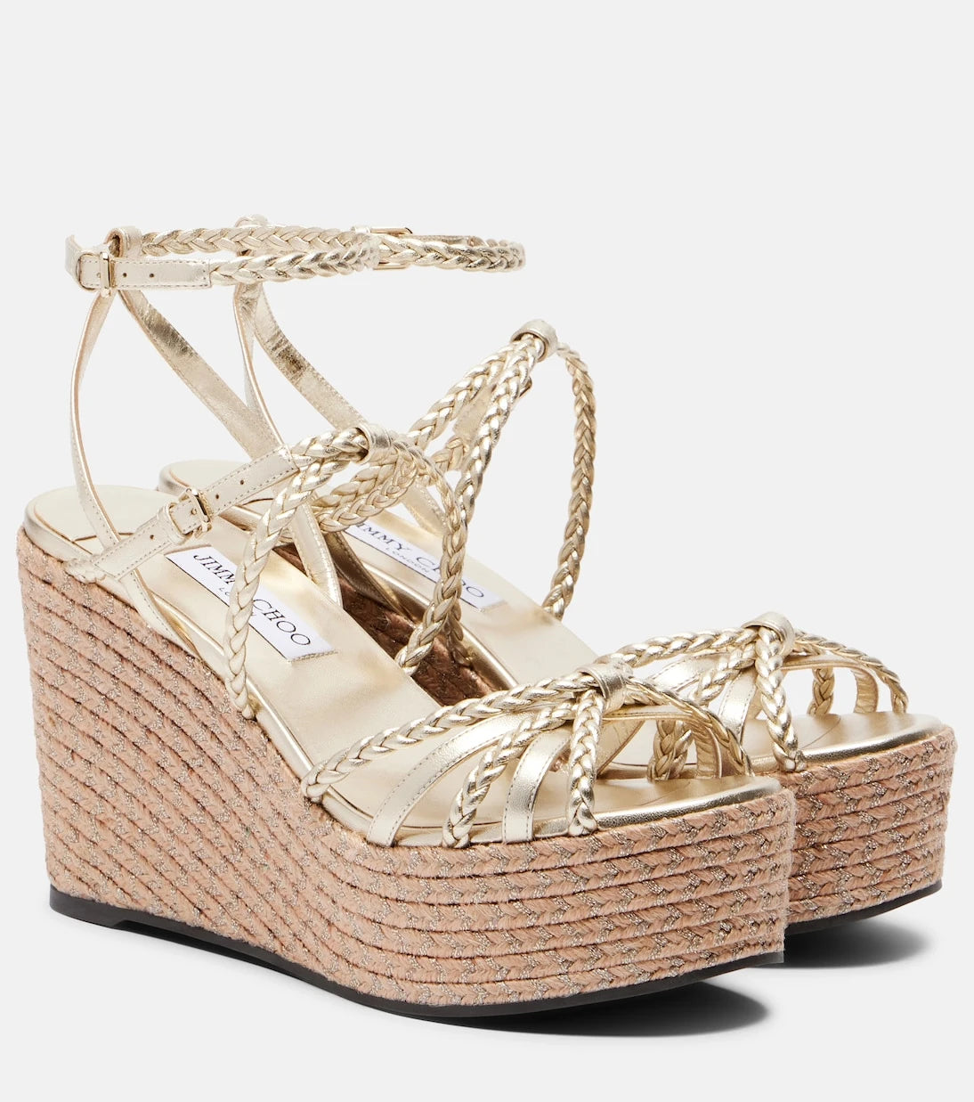 Jimmy Choo - Nyra braided leather espadrille wedges