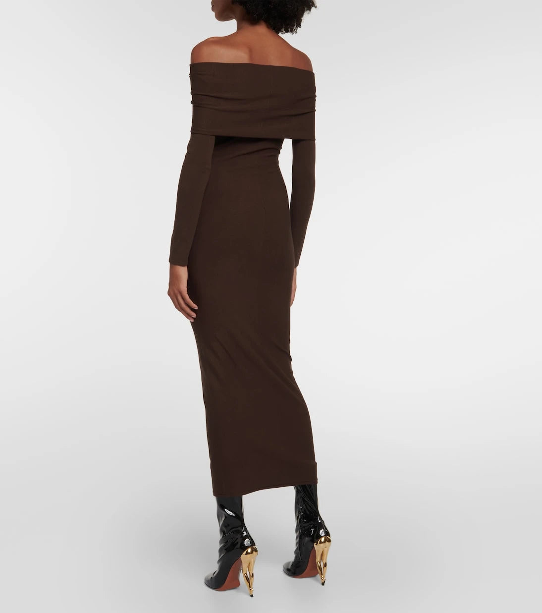 Alaïa - Off-shoulder jersey midi dress