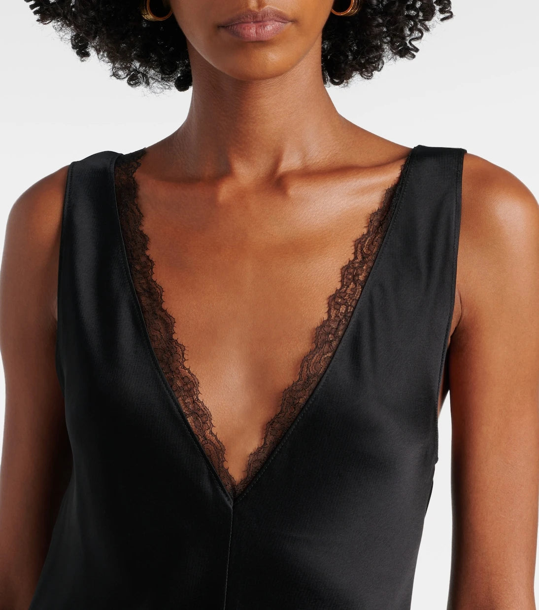 Leset - Barb lace-trimmed satin minidress