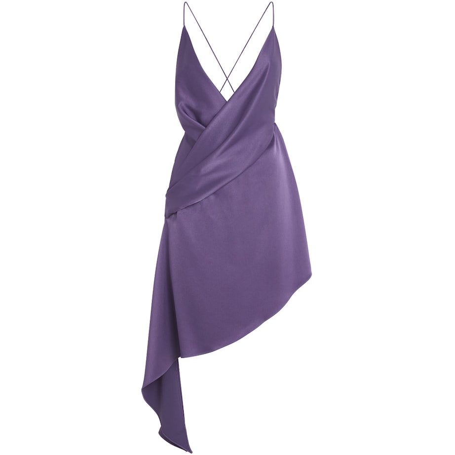 Alex Perry Purple Satin Asymmetric Mini Dress
