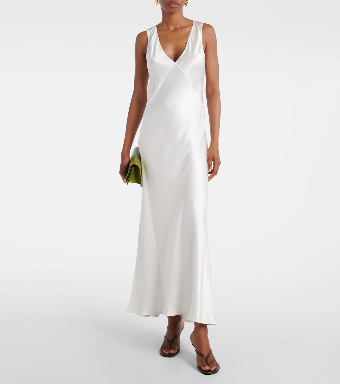 Asceno - Bordeaux silk satin slip dress