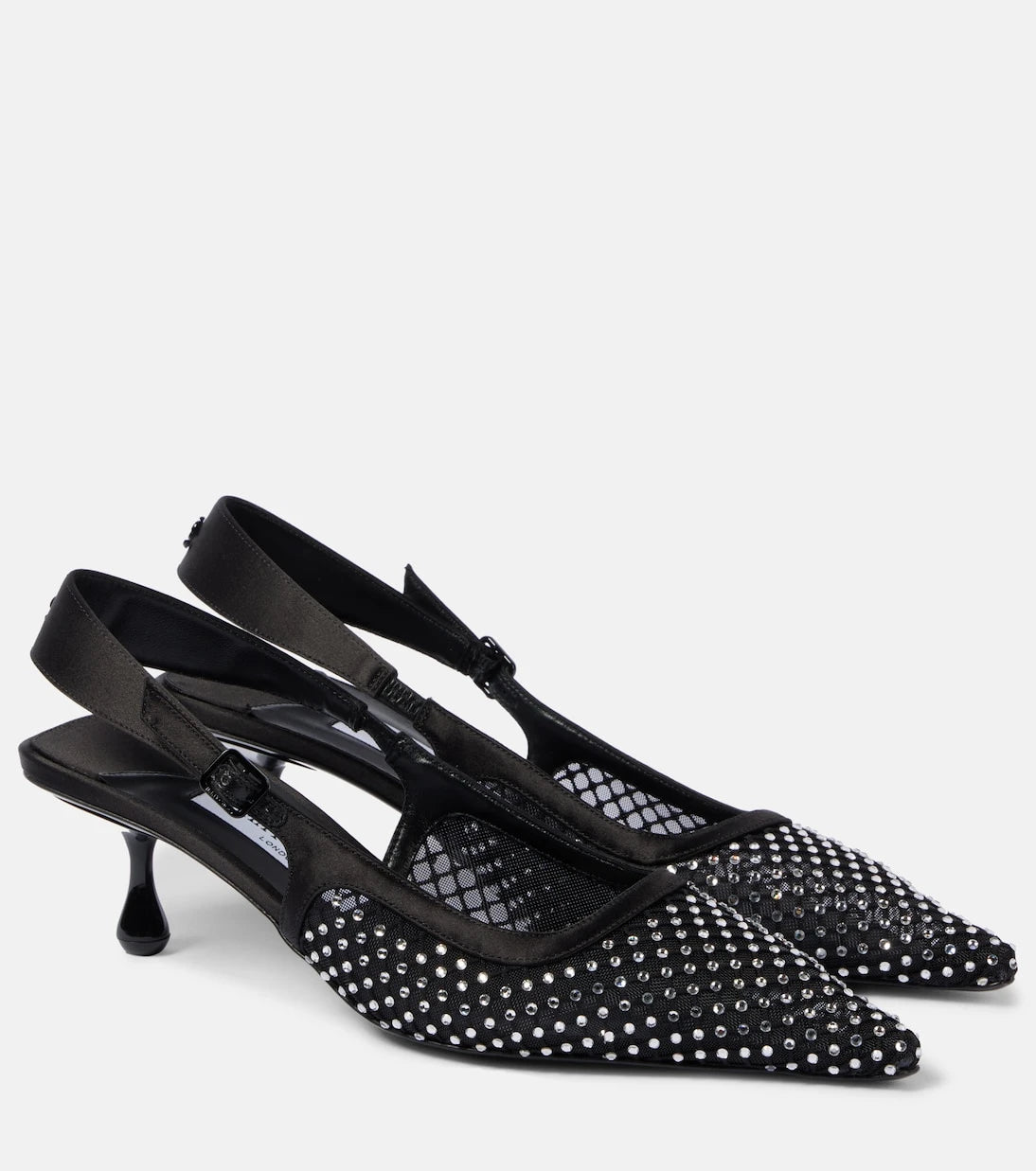 Jimmy Choo - Amel 50 embellished mesh and satin pumps