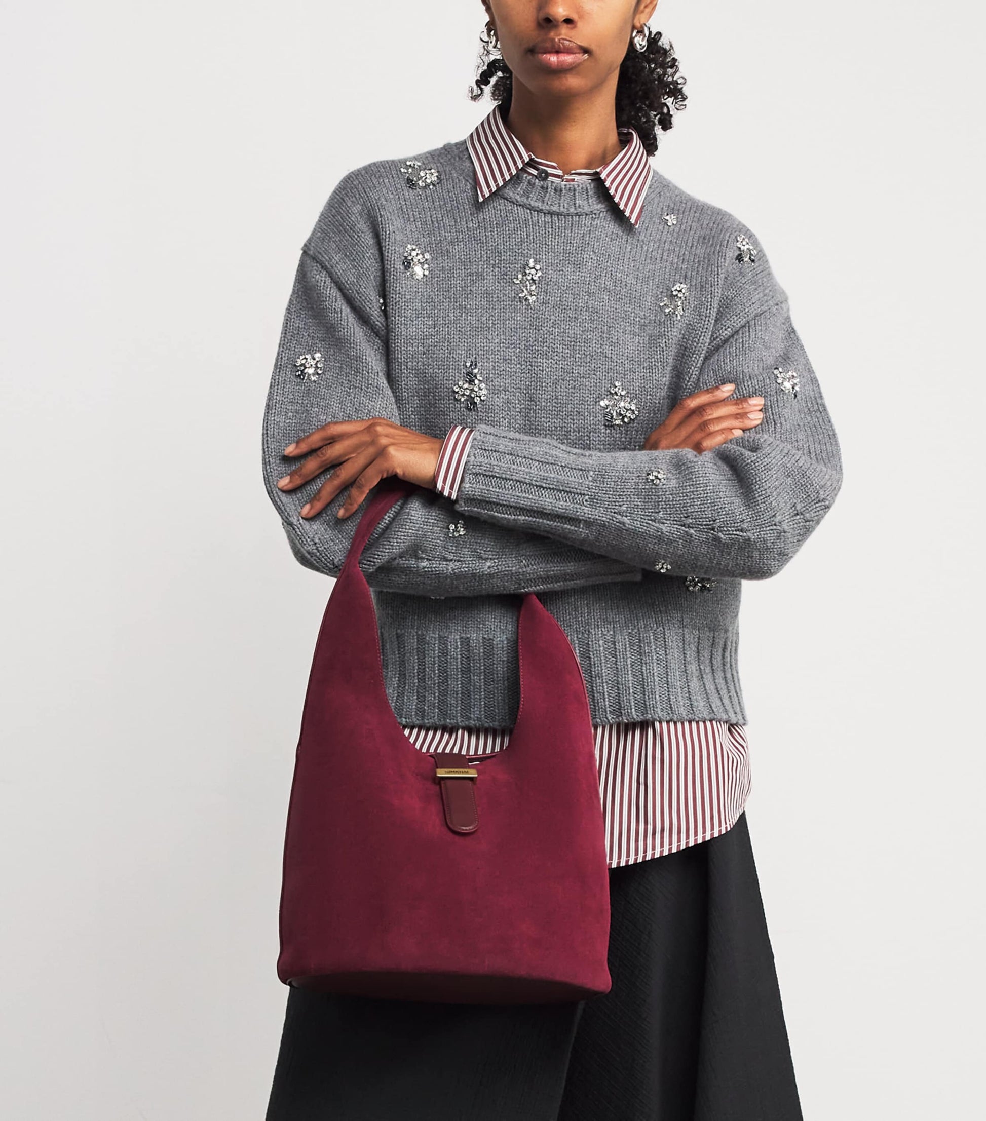 Simkhai Red Suede Khai Shoulder Bag