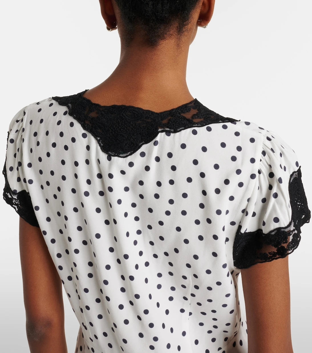 Rixo - Polka-dot lace-trimmed minidress