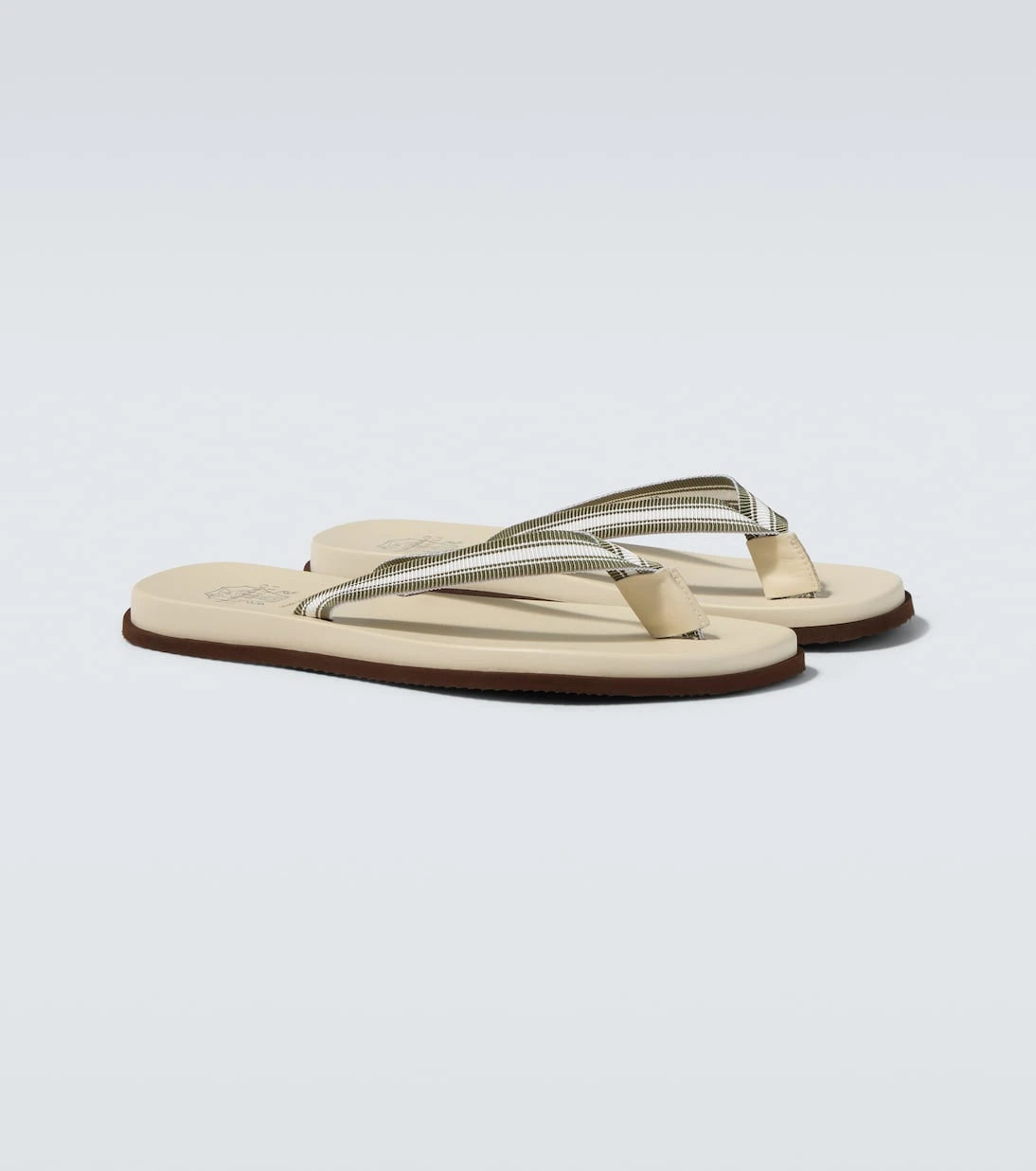 Brunello Cucinelli - Leather-trimmed thong sandals