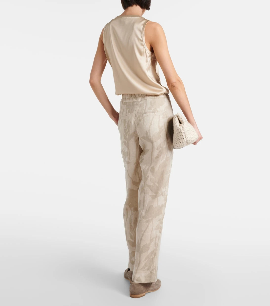 Brunello Cucinelli - Printed linen tapered pants