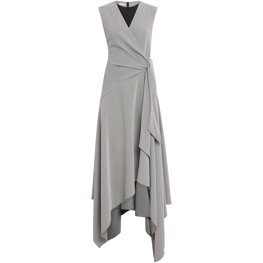 Lafayette 148 Black Houndstooth Handkerchief Midi Dress