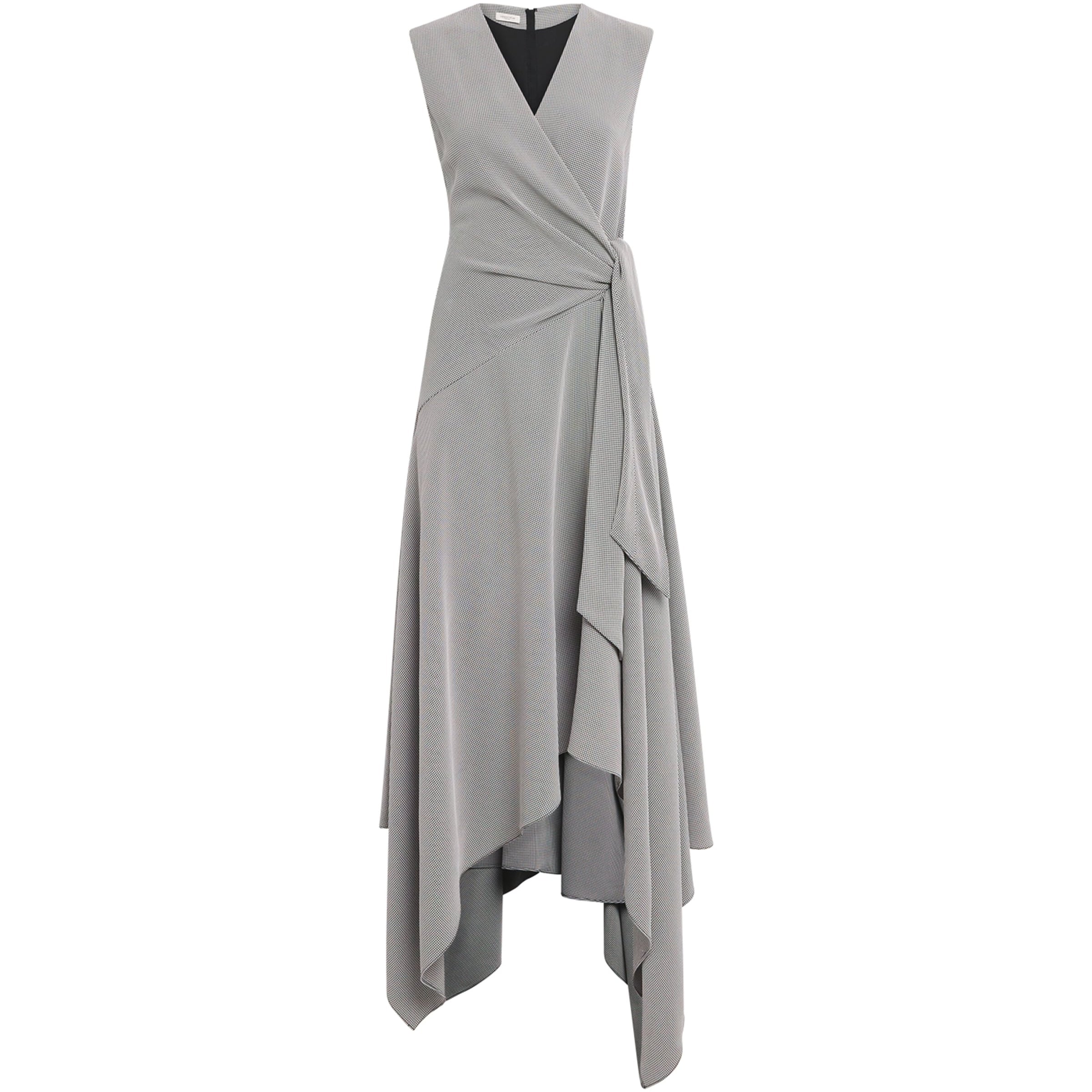 Lafayette 148 Black Houndstooth Handkerchief Midi Dress