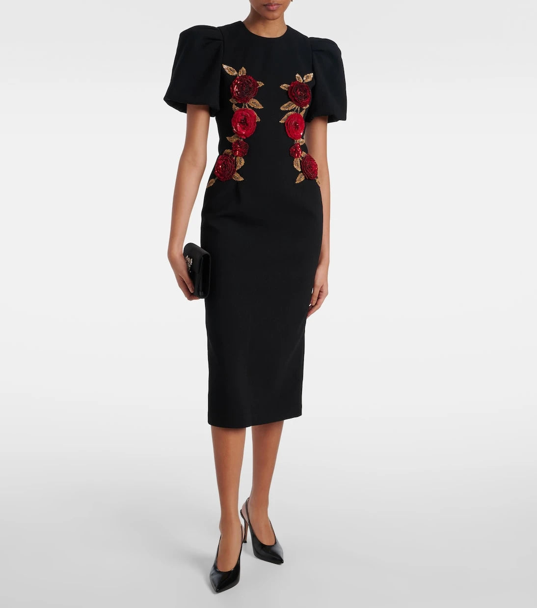 Rebecca Vallance - Rosette embellished midi dress